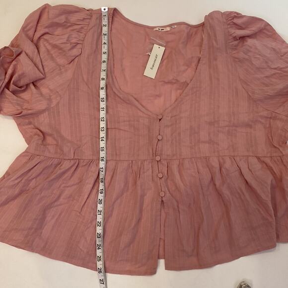 Mi Ami x Francesca’s Pink Blush Button Balloon Sleeve Blouse NWT Sz 3X - Picture 10 of 14
